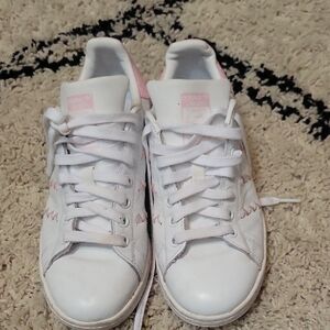 Stan Smith Adidas Women's White Sneakers with Pink Accents